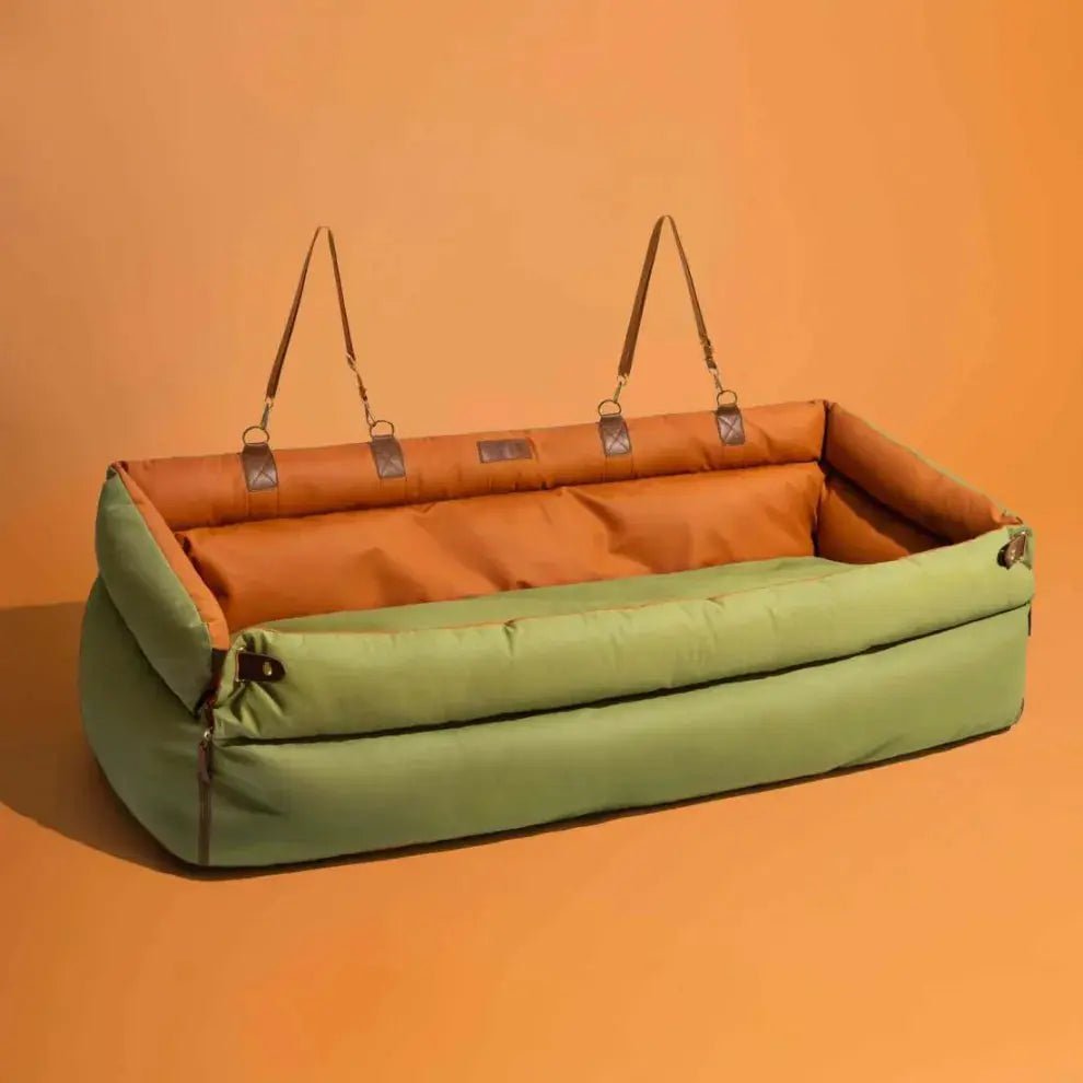 Deluxe Faux - Leather Dog Car Seat & Booster Bed with Safety Harness - mafooouk