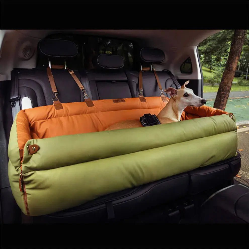 Deluxe Faux - Leather Dog Car Seat & Booster Bed with Safety Harness - mafooouk