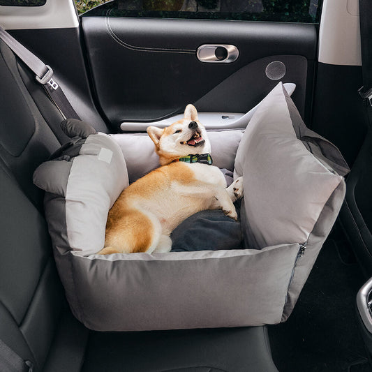 Dog Car Seat Bed – Bear Ears Safety Booster, Washable Plush Travel Seat for Small & Medium Dogs - mafooouk