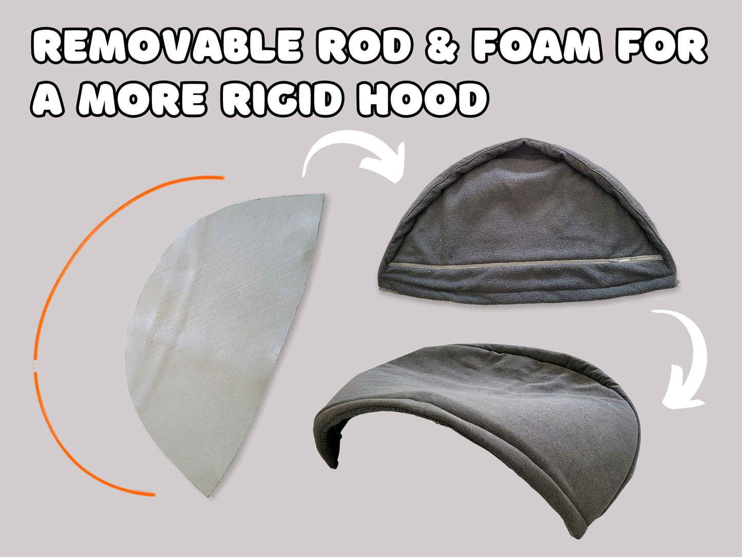 Dog Cave Bed – Grey Luxury Covered Calming Sofa with Removable Hood & Washable Cover