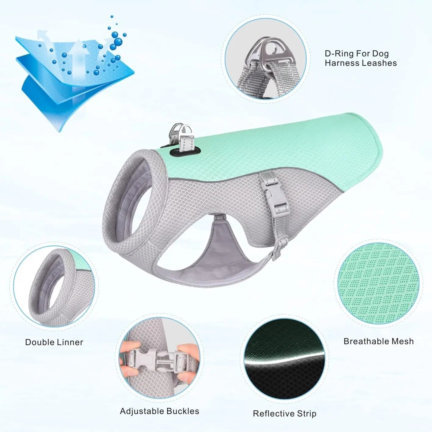 Dog Cooling Vest Harness – Breathable - mafooouk