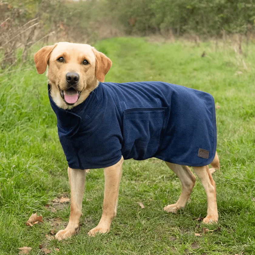 Dog Drying Robe – Super - Absorbent Microfibre, Quick - Dry, Adjustable Fit, Machine - Washable — Navy - mafooouk