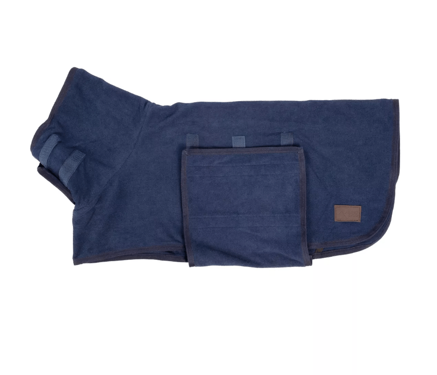 Dog Drying Robe – Super - Absorbent Microfibre, Quick - Dry, Adjustable Fit, Machine - Washable — Navy - mafooouk