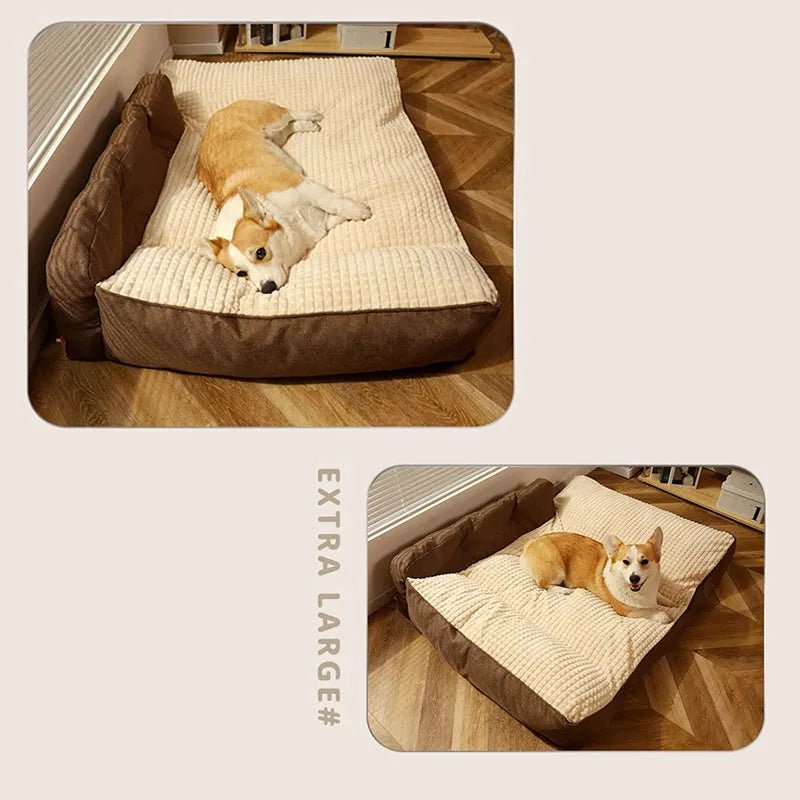 Dog Pillow Bed – Large Washable Cushion with Backrest & Pillow, Non - Slip (M–XL) - mafooouk