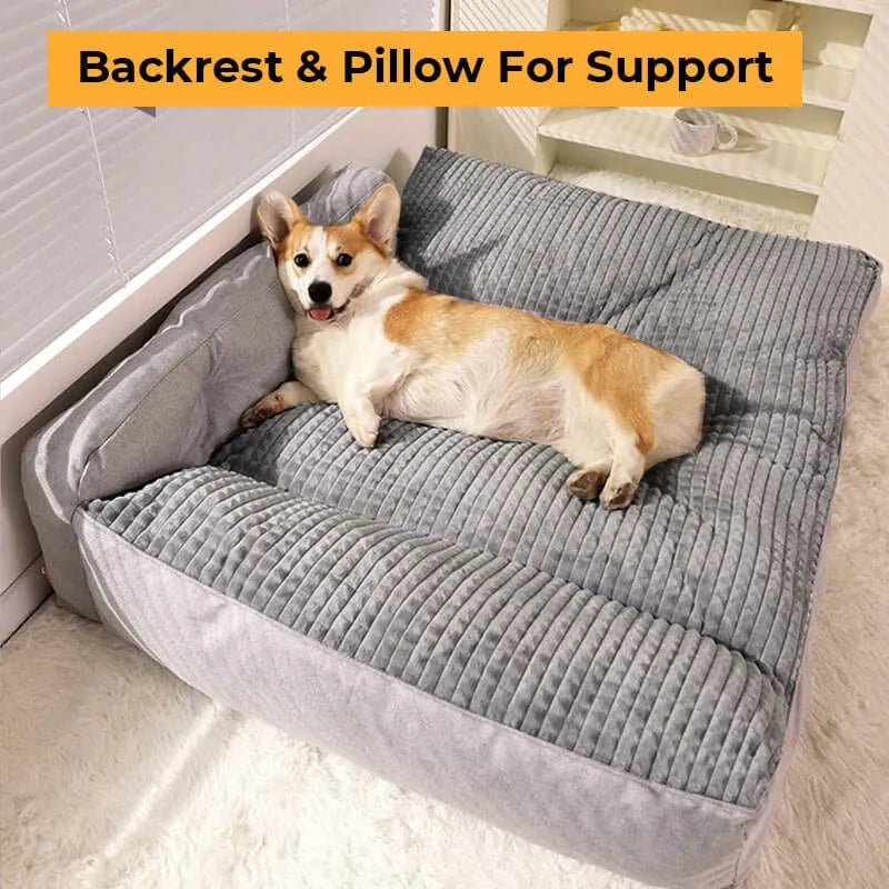 Dog Pillow Bed – Large Washable Cushion with Backrest & Pillow, Non - Slip (M–XL) - mafooouk