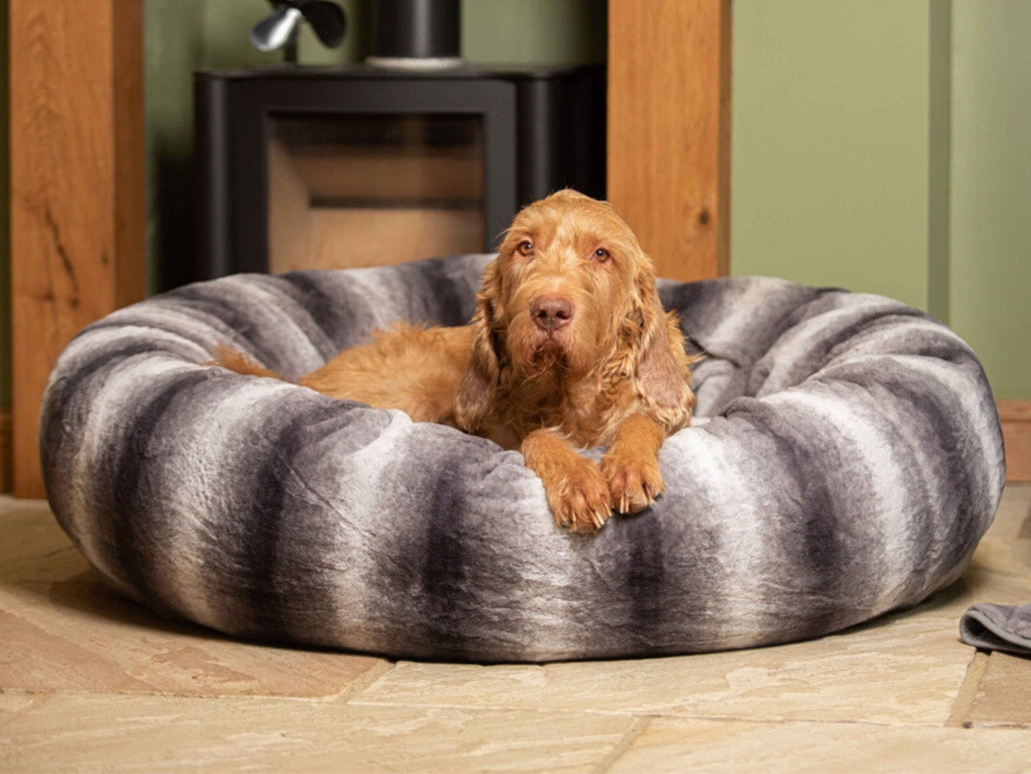 Donut Dog Bed – Grey Luxury Calming Orthopedic Washable Nest for Small to XL Dogs - mafooouk