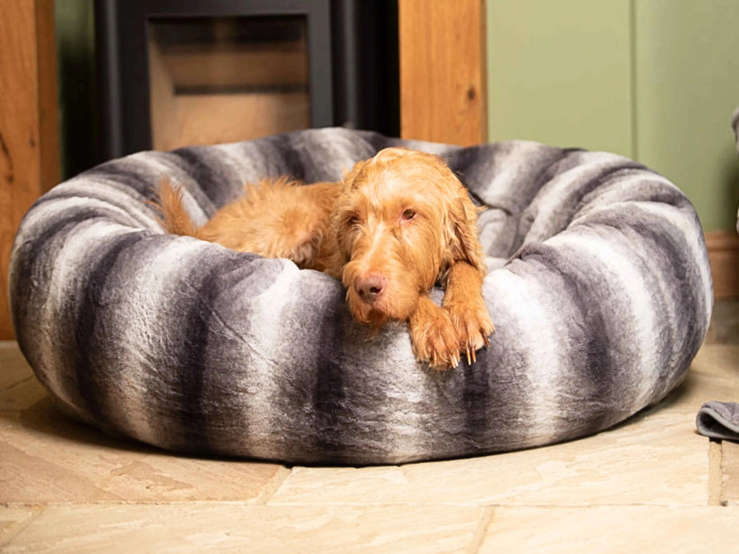 Donut Dog Bed – Grey Luxury Calming Orthopedic Washable Nest for Small to XL Dogs - mafooouk