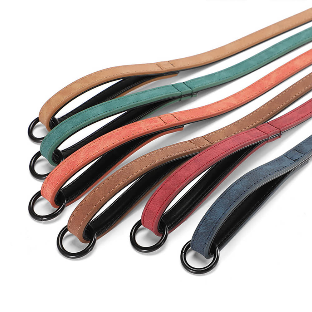 Faux Leather Dog Collar & Leash Set – Vintage, Soft - Neck, Adjustable - mafooouk