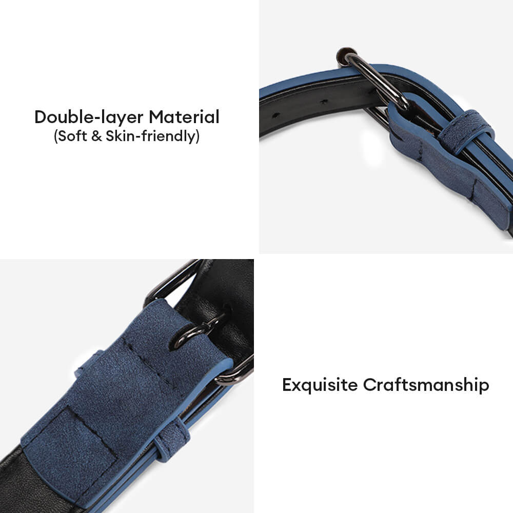 Faux Leather Dog Collar & Leash Set – Vintage, Soft - Neck, Adjustable - mafooouk