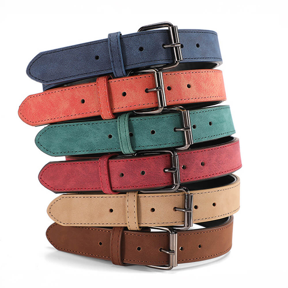 Faux Leather Dog Collar & Leash Set – Vintage, Soft - Neck, Adjustable - mafooouk