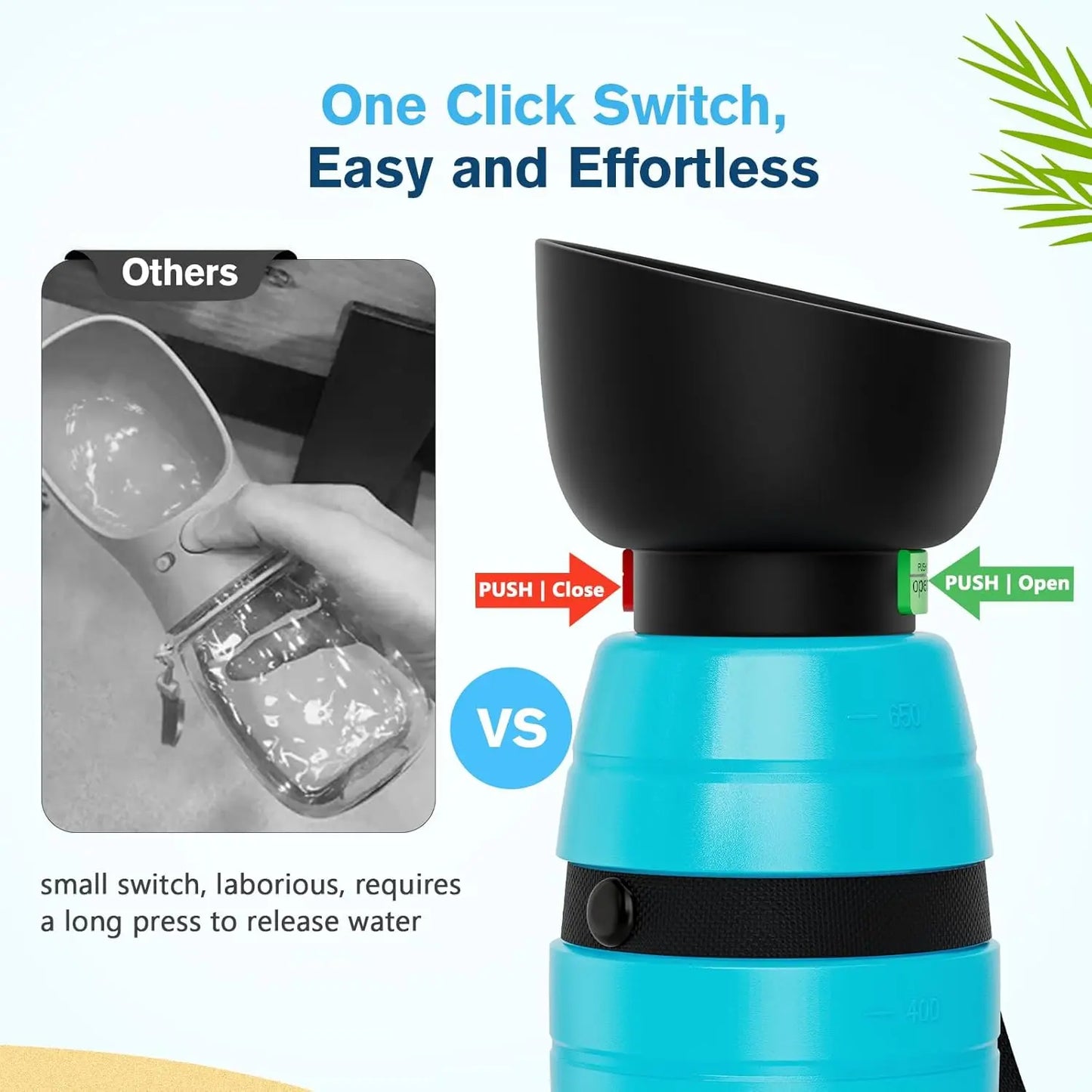 Foldable Dog Water Bottle – 500 ml Leak - Proof Travel Dispenser & Bowl - mafooouk