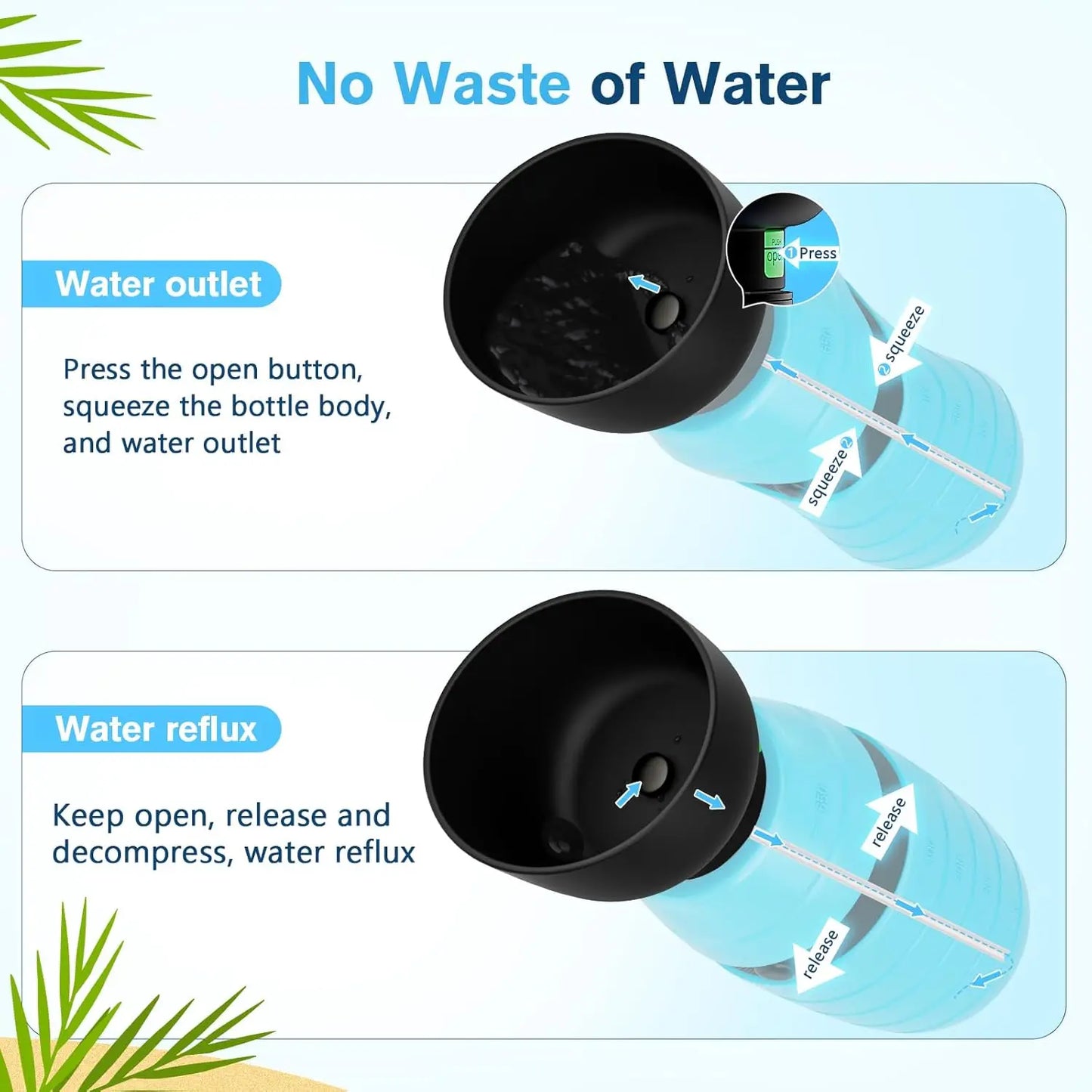 Foldable Dog Water Bottle – 500 ml Leak - Proof Travel Dispenser & Bowl - mafooouk