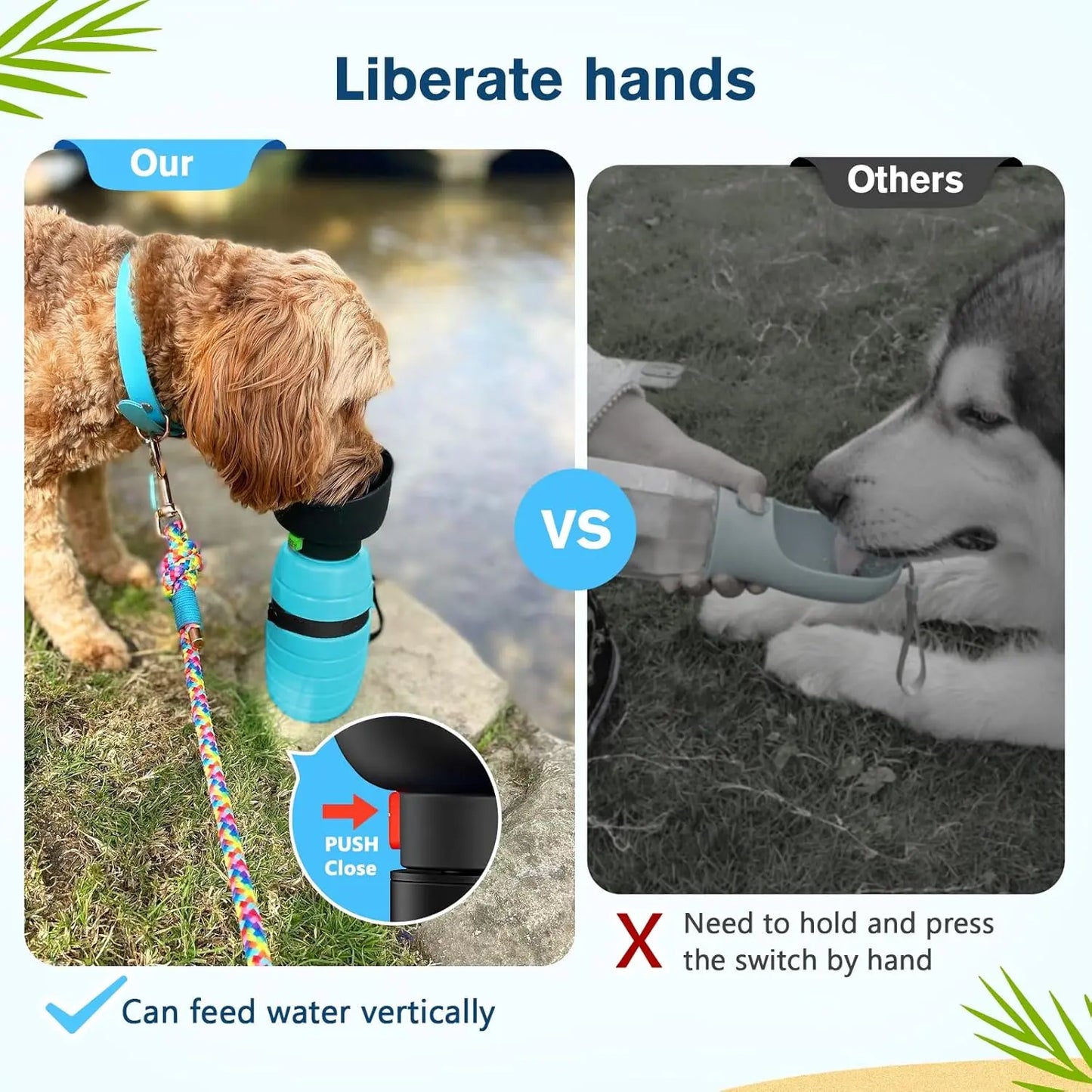 Foldable Dog Water Bottle – 500 ml Leak - Proof Travel Dispenser & Bowl - mafooouk