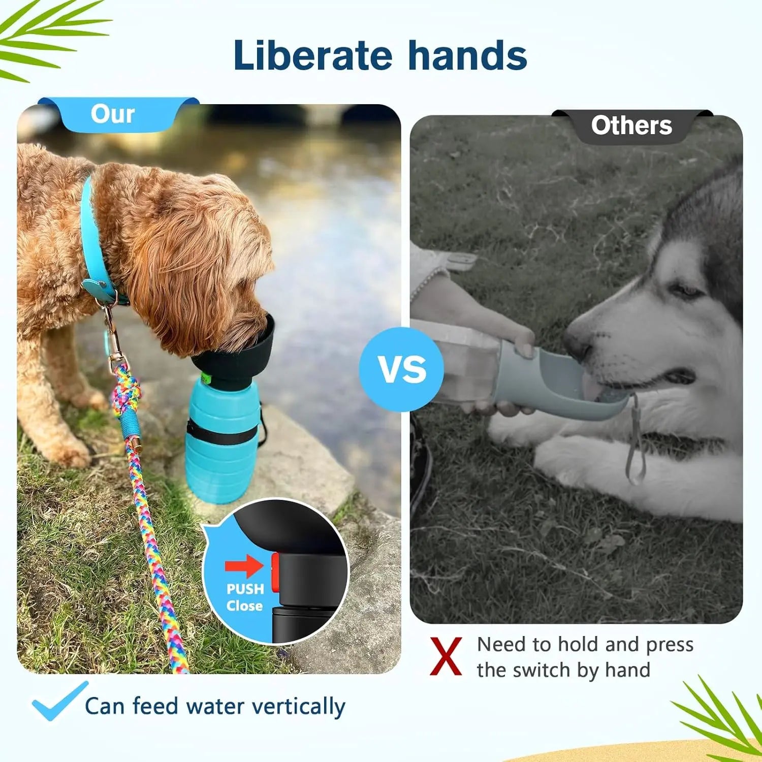 Foldable Dog Water Bottle – 500 ml Leak - Proof Travel Dispenser & Bowl - mafooouk