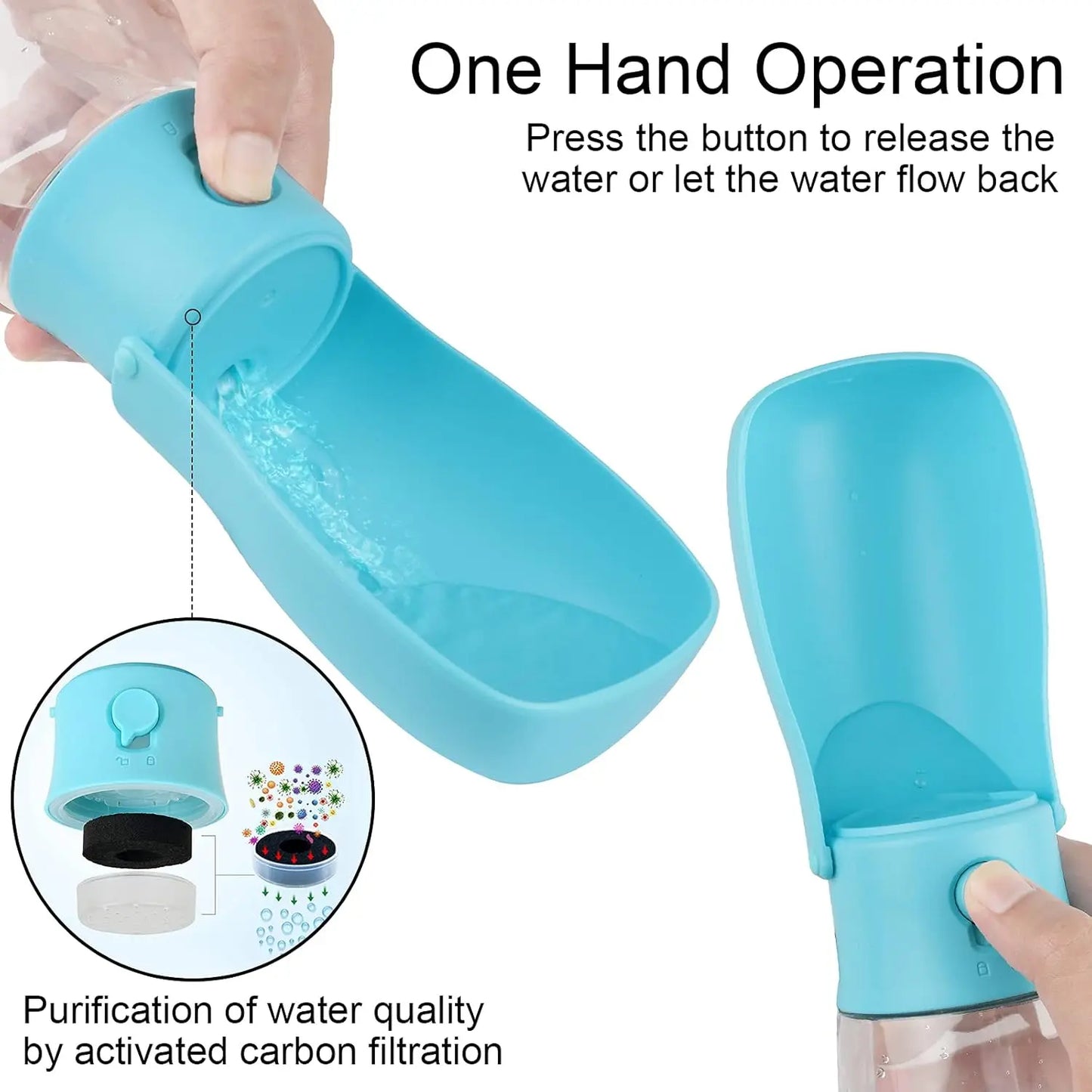 Foldable Dog Water Bottle & Travel Bowl – Leak - Proof, 300 ml - mafooouk