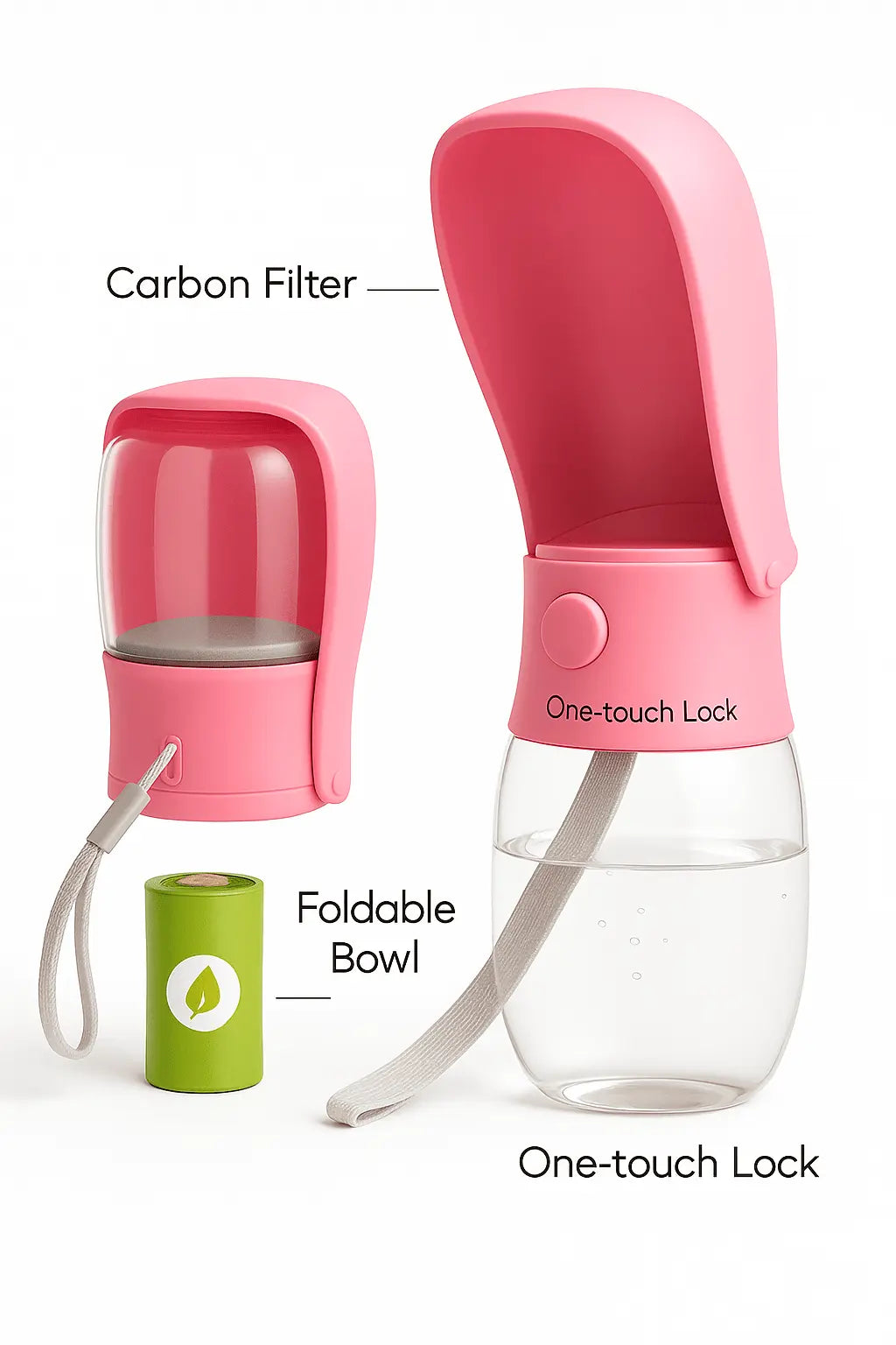 Foldable Dog Water Bottle & Travel Bowl – Leak - Proof, 300 ml - mafooouk