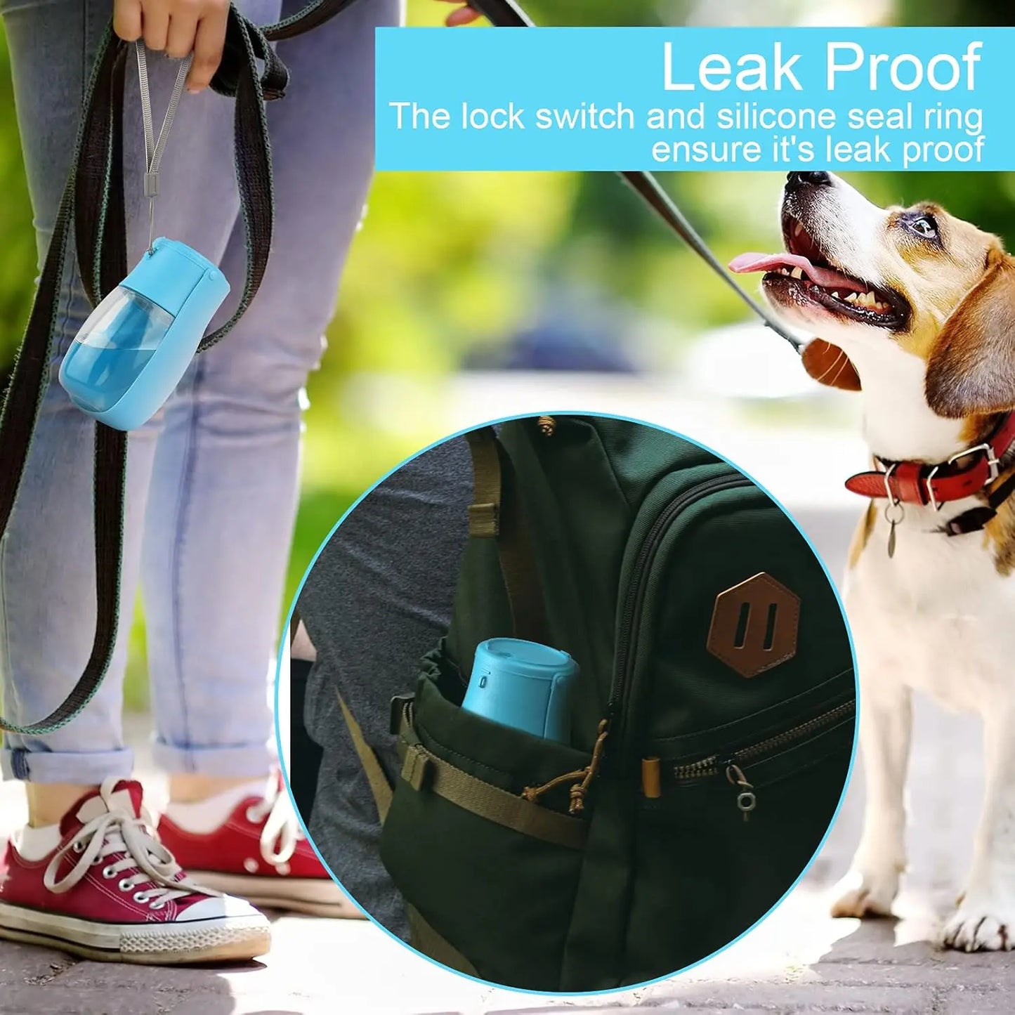 Foldable Dog Water Bottle & Travel Bowl – Leak - Proof, 300 ml - mafooouk