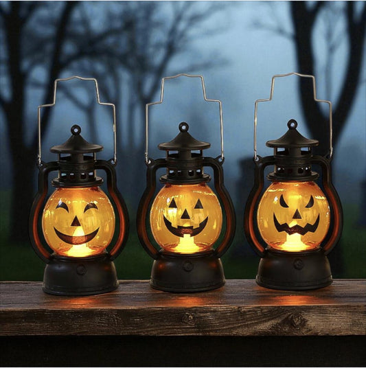 Halloween Lantern Set – Pumpkin & Skull LED Lamps, Haunted House Party Décor, Spooky Halloween Lights