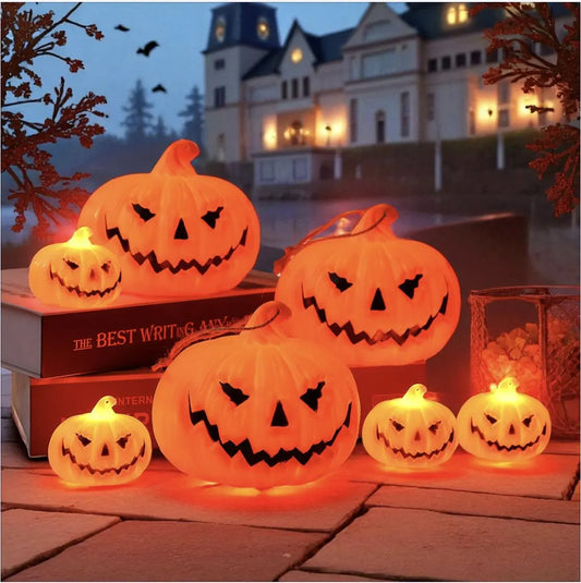 LED Halloween Pumpkin Lantern – Light-Up Ghost Face Jack-O’-Lantern, Indoor & Outdoor Halloween Party Decoration
