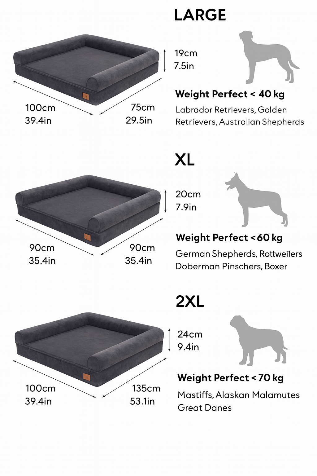 XL Orthopedic Dog Bed – Memory Foam Cushion with Washable Cover & Non-Slip Base (Large–2XL)