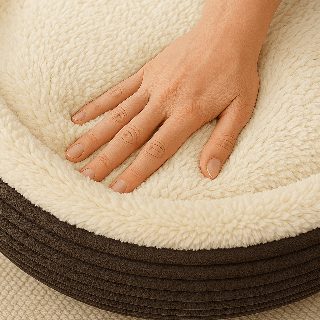 Large Plush Dog Bed for Large Dogs – Washable Cover, Anti - Slip, Calming Bolster (Grey/Cream) - mafooouk