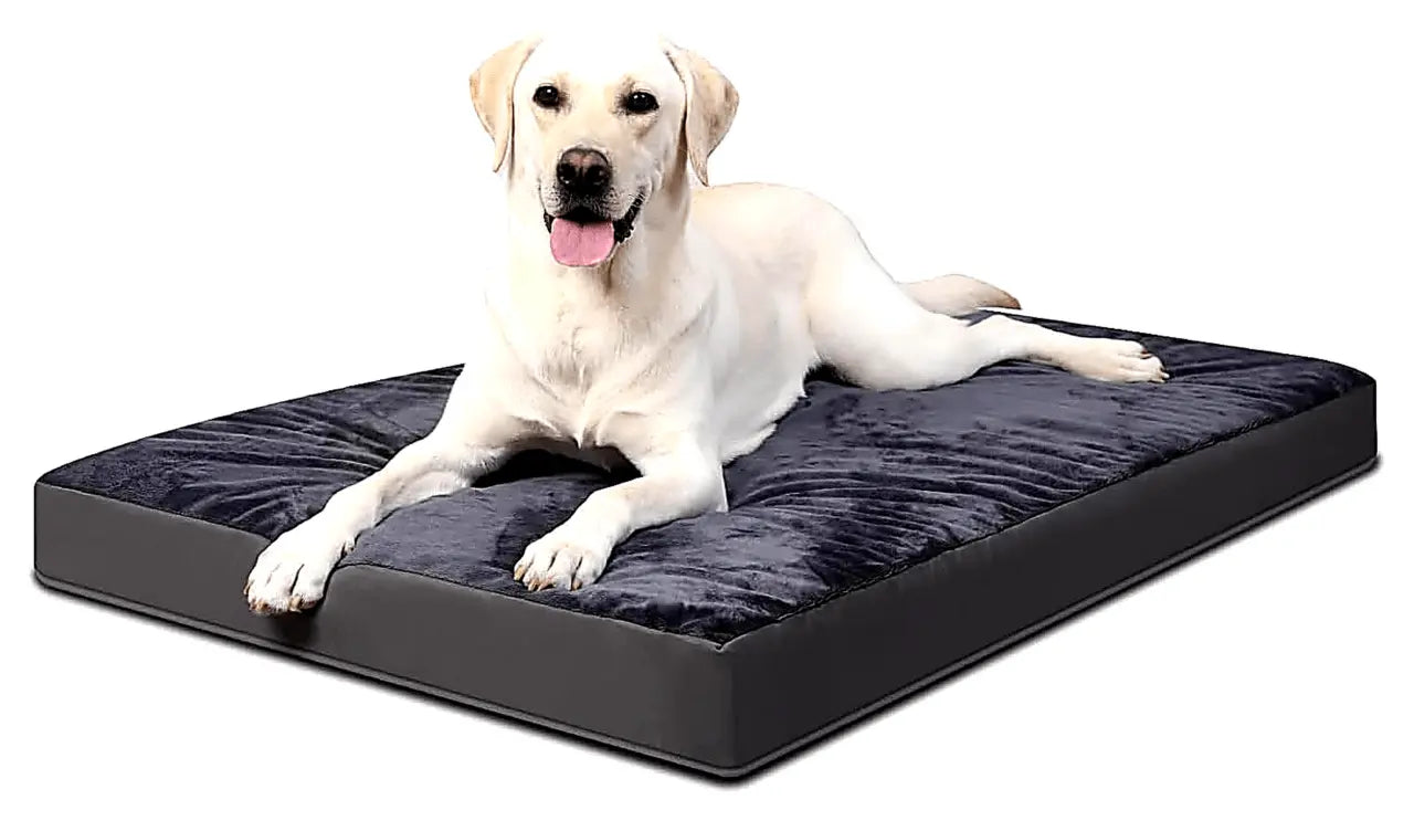 Orthopedic Waterproof XL Dog Bed – Indoor/Outdoor Faux‑Leather Cushion with Non‑Slip Base & Removable Washable Cover, Dark Grey - mafooouk