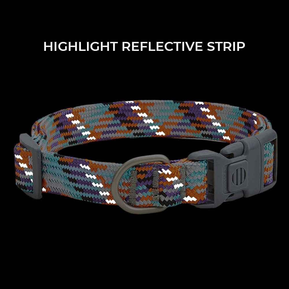 Reflective Weave Adjustable Anti Pull Dog Collar and Leash - mafooouk