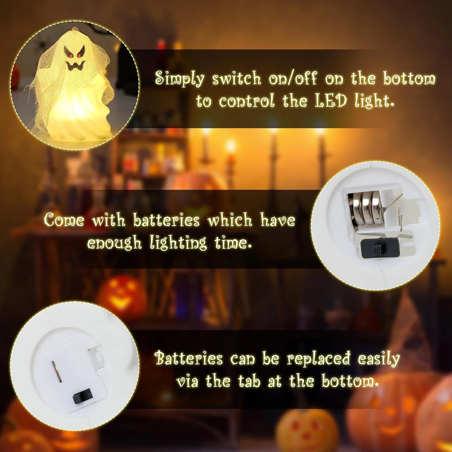 Halloween Skull String Lights – LED Hanging Skeleton Ghost Décor for Indoor & Outdoor Halloween Decorations