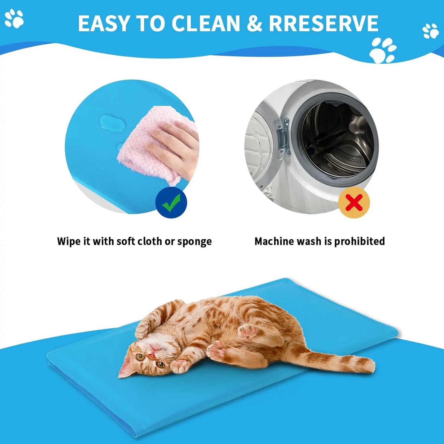 Self - Cooling Gel Pet Mat 65 × 50 cm – Durable 450 µ Oxford, Blue (M) - mafooouk