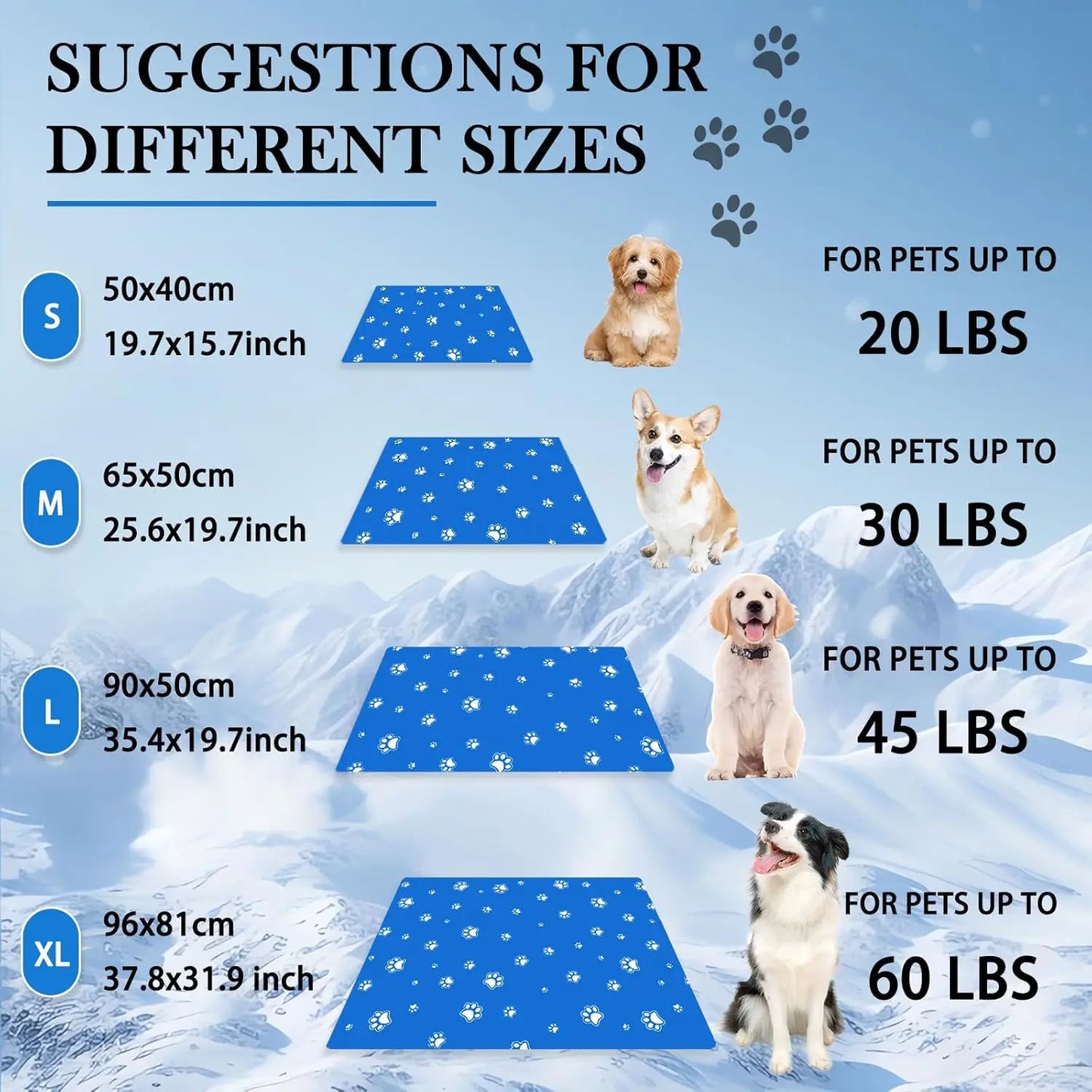 Self - Cooling Gel Pet Mat 90 × 50 cm – Foldable, Scratch - Resistant (L) - mafooouk