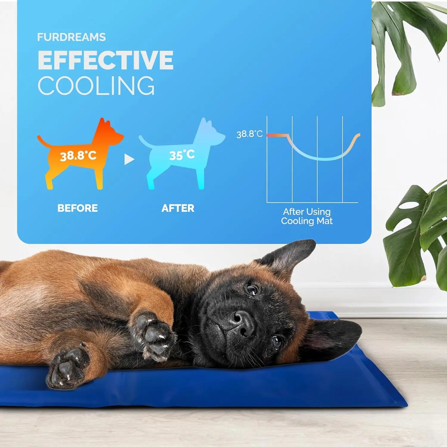 Self - Cooling Gel Pet Mat 90 × 50 cm – Waterproof Pineapple Print (L) - mafooouk