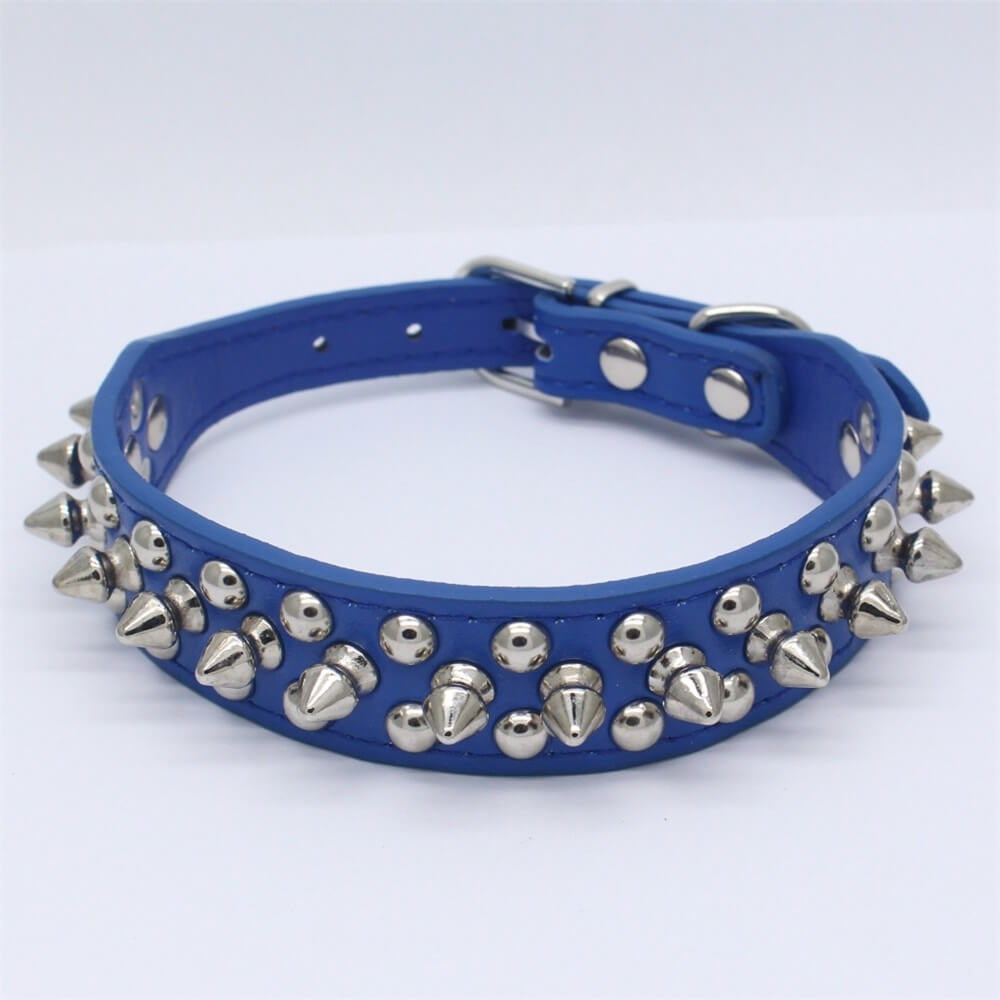 Studded Dog Collar & Leash – Multicolour, Adjustable PU, Padded - mafooouk