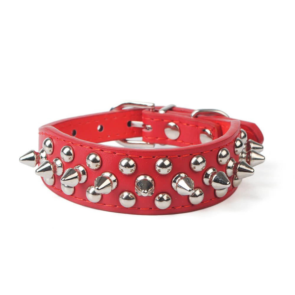 Studded Dog Collar & Leash – Multicolour, Adjustable PU, Padded - mafooouk