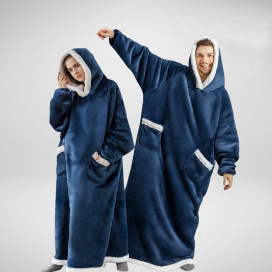 Oversized Hooded Blanket – Sherpa-Lined Microfleece Wearable Throw, One Size