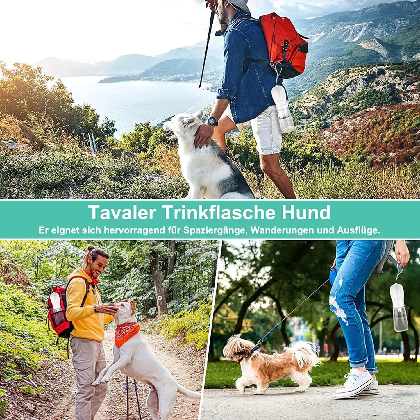Travel Dog Water Bottle 550 ml – Leak - Proof, One - Hand Fold - Out Trough (Pink) - mafooouk