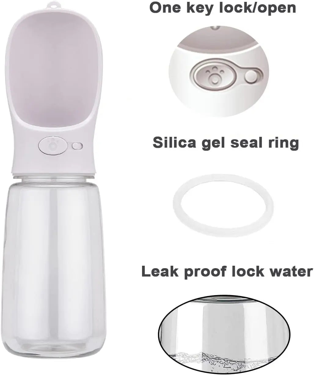 Travel Dog Water Bottle 550 ml – Leak - Proof, One - Hand Fold - Out Trough (Pink) - mafooouk