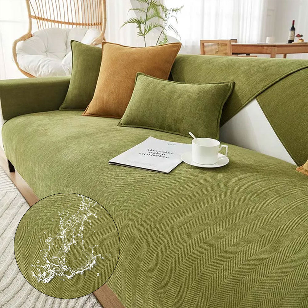 Waterproof Couch Cover – Herringbone Chenille Washable Pet Sofa Protector, Antifouling & Dog Proof Design