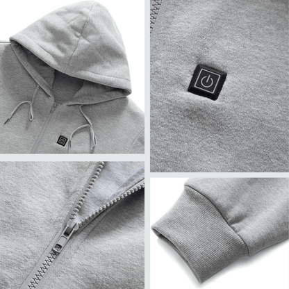Heated Hoodie Zip Pro for Men – 5 Heat Zones, 3 Levels, 10h Battery