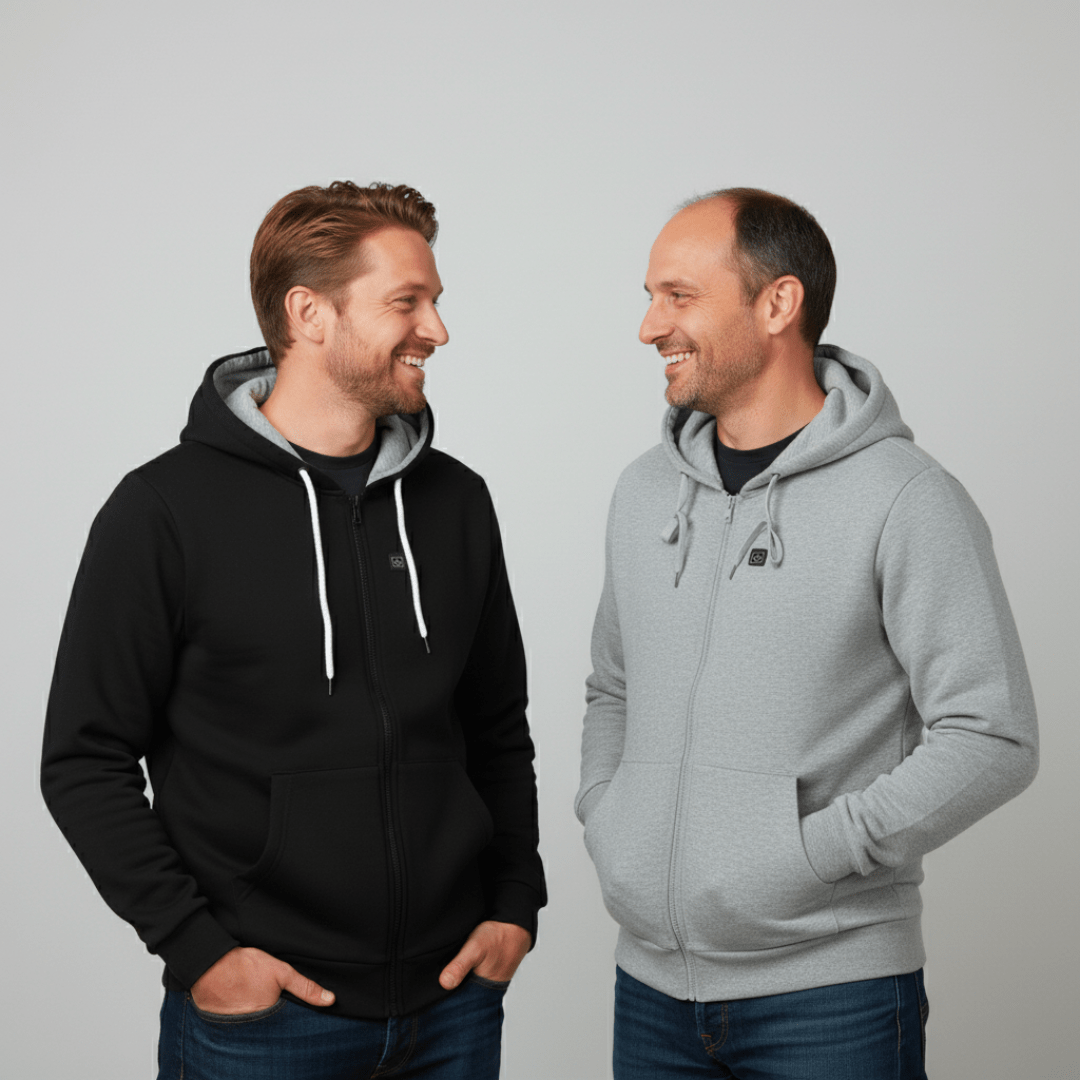 Heated Hoodie Zip Pro for Men – 5 Heat Zones, 3 Levels, 10h Battery