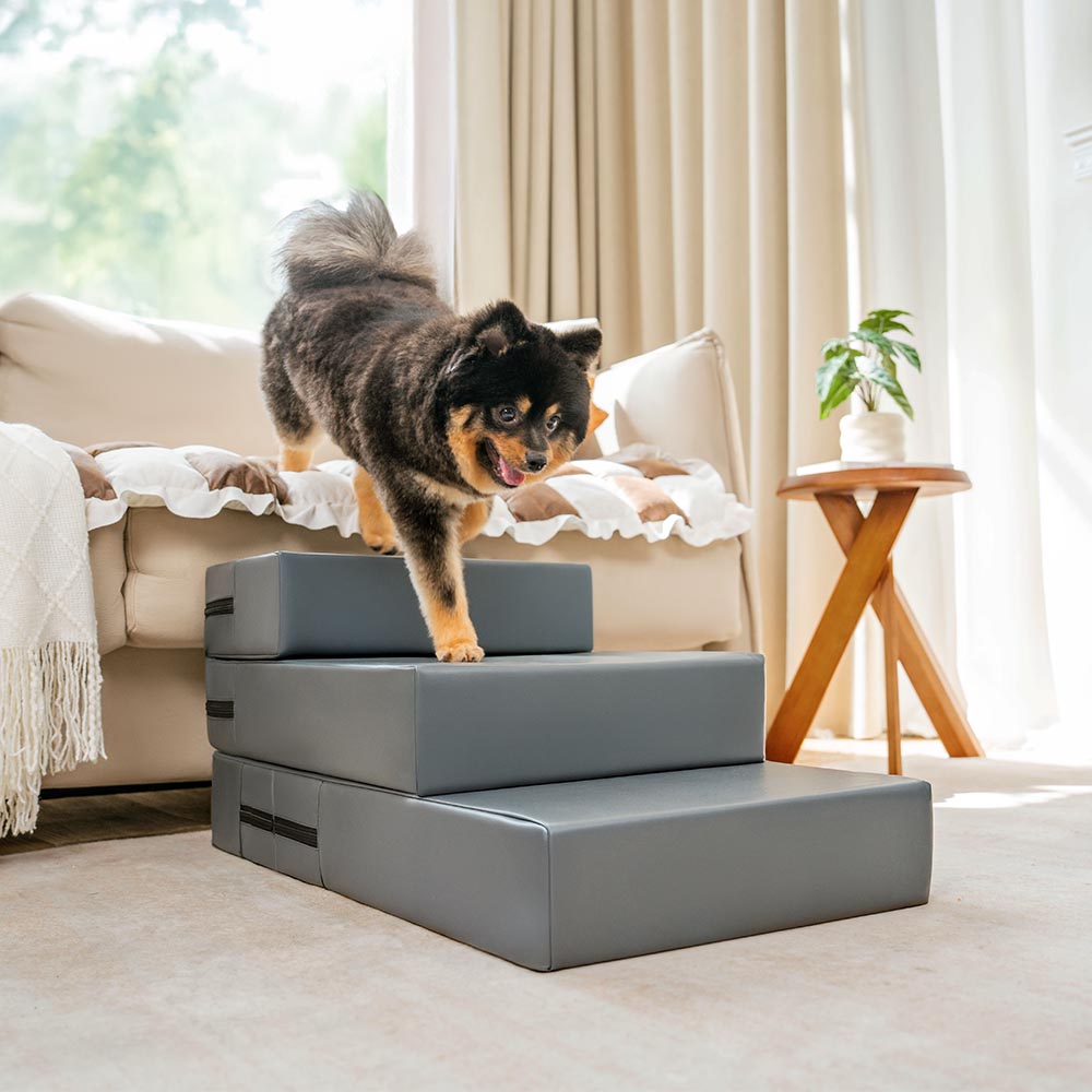 Dog Stairs for Bed & Sofa – Waterproof Washable PU Leather Modular Multi-Level Pet Steps