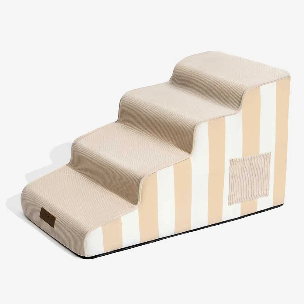 Dog Stairs for Bed & Sofa – SafeStep Striped Washable Pet Steps with Sponge Support & Anti-Slip Base
