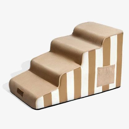 Dog Stairs for Bed & Sofa – SafeStep Striped Washable Pet Steps with Sponge Support & Anti-Slip Base