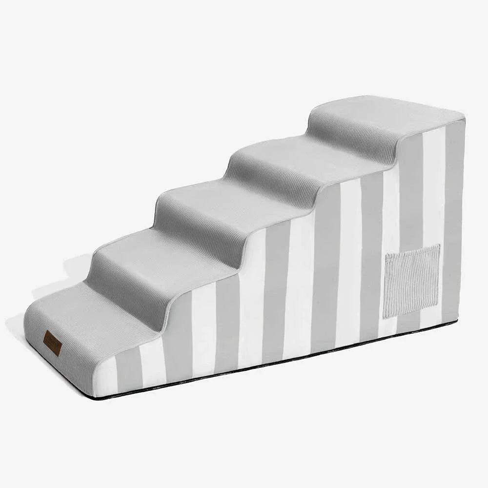 Dog Stairs for Bed & Sofa – SafeStep Striped Washable Pet Steps with Sponge Support & Anti-Slip Base