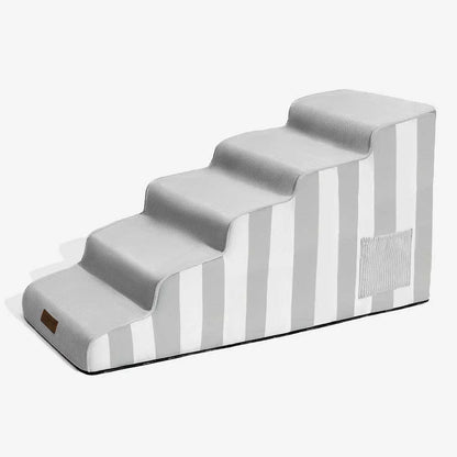 Dog Stairs for Bed & Sofa – SafeStep Striped Washable Pet Steps with Sponge Support & Anti-Slip Base