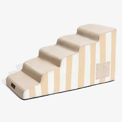 Dog Stairs for Bed & Sofa – SafeStep Striped Washable Pet Steps with Sponge Support & Anti-Slip Base