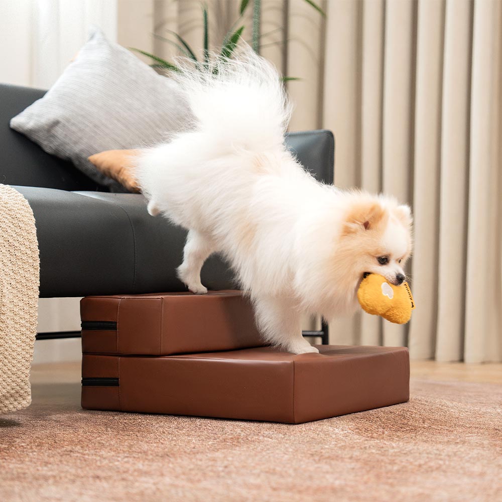 Dog Stairs for Bed & Sofa – Waterproof Washable PU Leather Modular Multi-Level Pet Steps