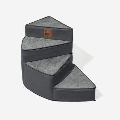 Dog Stairs for Bed & Sofa – Luxe Faux Leather Spiral Pet Steps, Water-Repellent & Washable (StepEase)