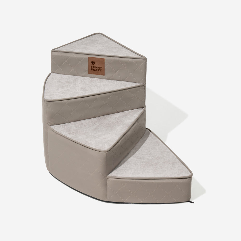 Dog Stairs for Bed & Sofa – Luxe Faux Leather Spiral Pet Steps, Water-Repellent & Washable (StepEase)