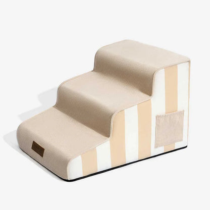 Dog Stairs for Bed & Sofa – SafeStep Striped Washable Pet Steps with Sponge Support & Anti-Slip Base