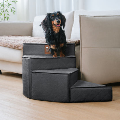 Dog Stairs for Bed & Sofa – Luxe Faux Leather Spiral Pet Steps, Water-Repellent & Washable (StepEase)